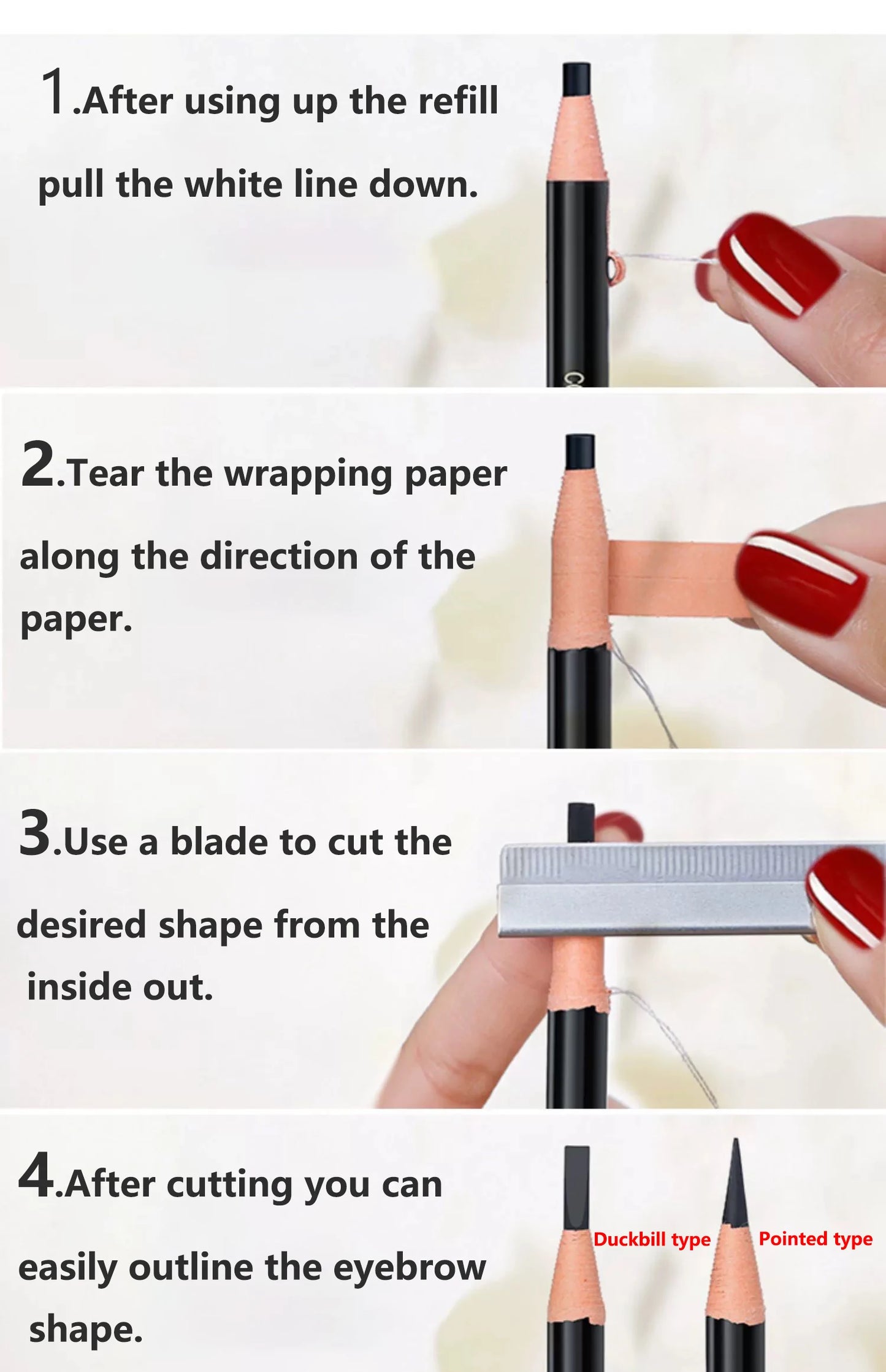 Lápiz de cejas LuxuryGlow Tear-Off Pull Line: no necesita afilarse, resistente al agua y a las manchas para unas cejas naturales y duraderas.