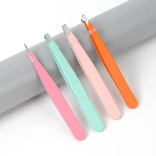 LuxuryGlow Stainless Steel Eyebrow Tweezers Set – With Leather Case for Precision Grooming