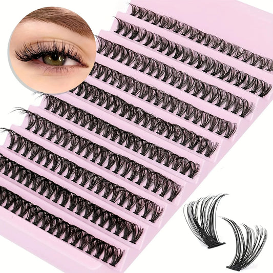 JPNPL 200 pestañas individuales en racimo – Extensiones de pestañas DIY con bandeja mixta