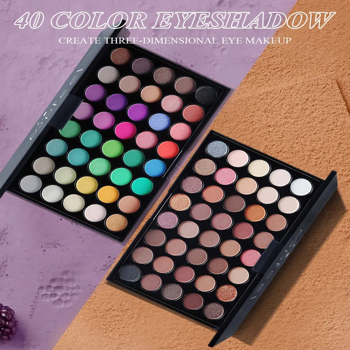 Paleta de sombras de ojos mate perladas de 40 colores LuxuryGlow: kit de maquillaje multicolor de larga duración, resistente al agua y fácil de difuminar.