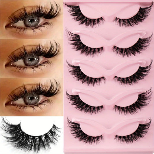 مجموعة رموش مانجا الطبيعية الطويلة المجنحة من LuxuryGlow، ١٥ زوجًا من الرموش الصناعية على شكل عين القطة