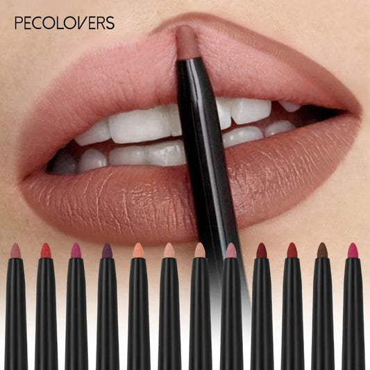 LuxuryGlow 12-Color Waterproof Matte Lip Liner Pencil Set – Long-Lasting, Non-Stick & Moisturizing