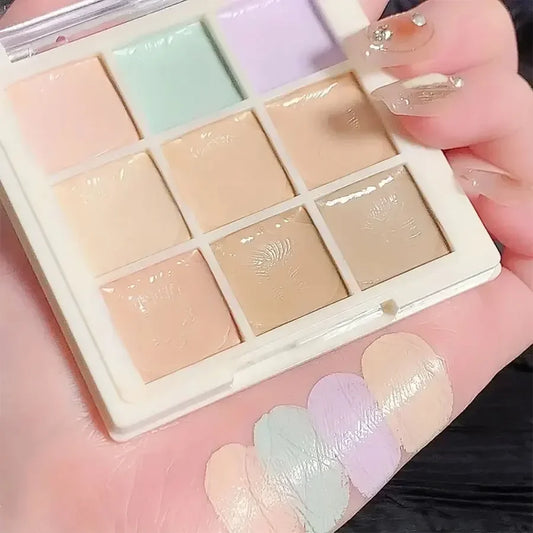 LuxuryGlow 9-Color Waterproof Concealer Palette – Full Coverage for Spots, Dark Circles & Color Correction