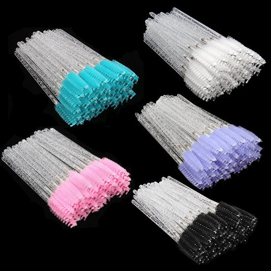 HUAZDS - 50 cepillos desechables de cristal para pestañas – Cepillos para rímel y peines para pestañas