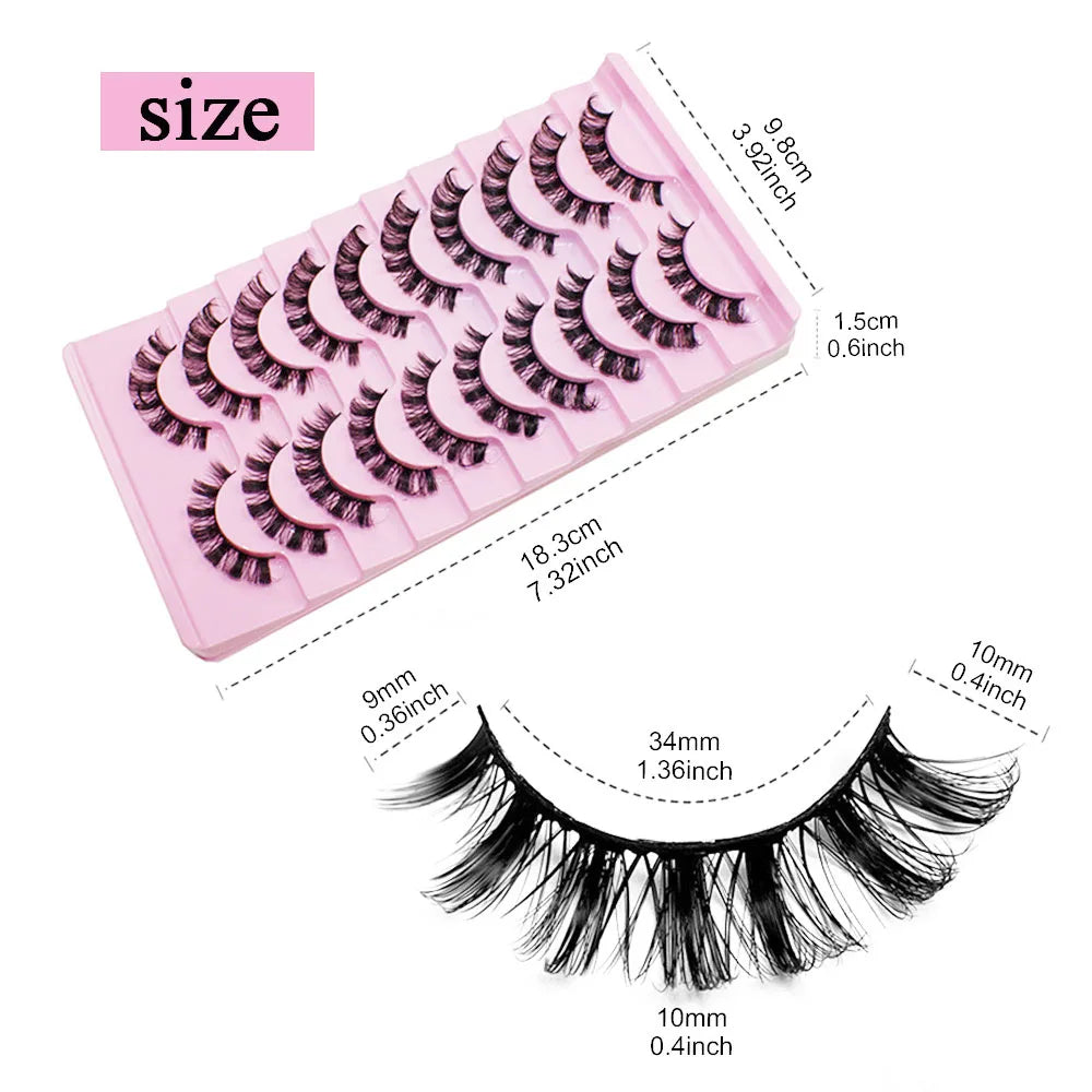 EOEKKY Hot Selling 10 Pairs Russian Volume Wispy Eyelashes – Mixed Styles, Natural Look