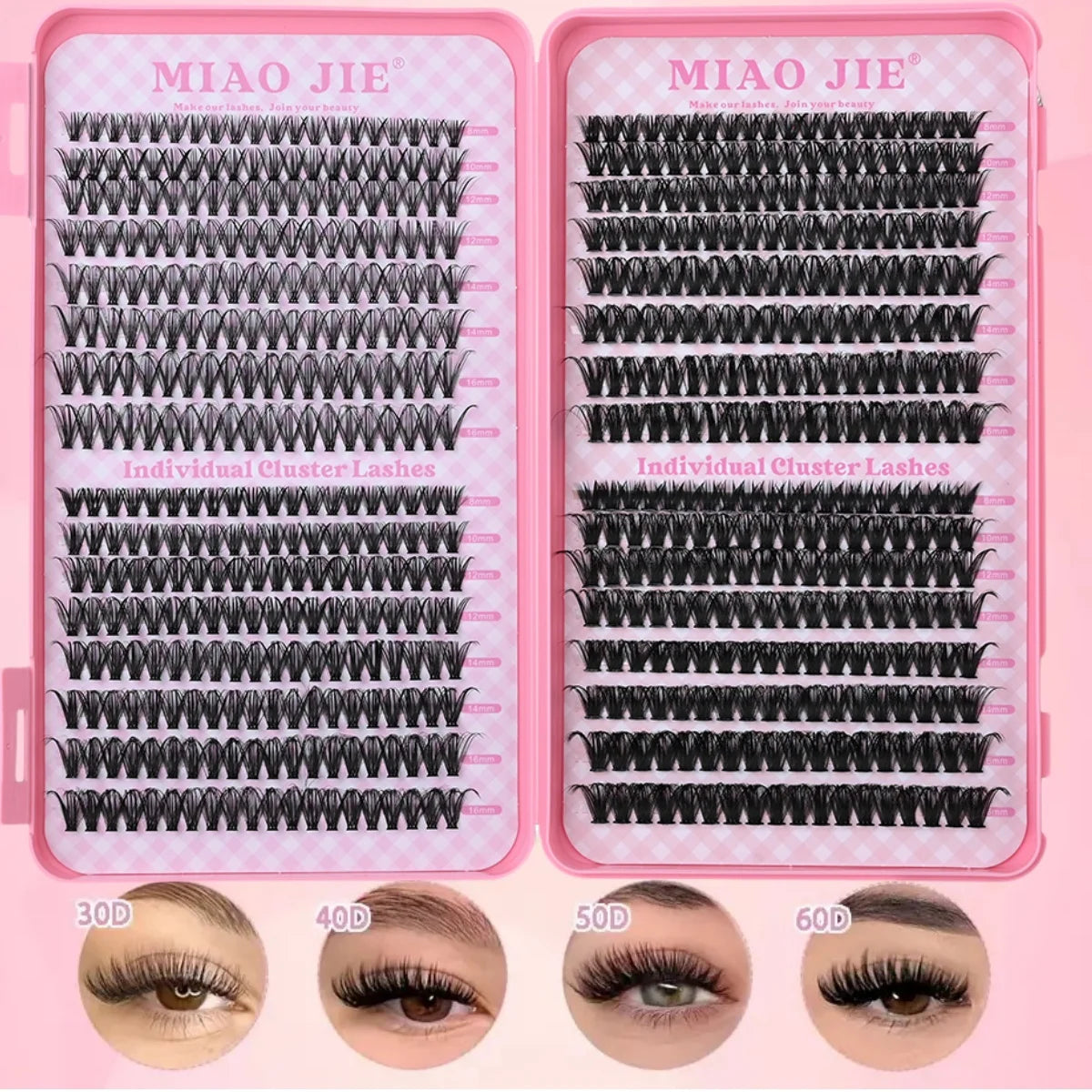 مجموعة رموش MIAOJIE D Curl من 640 قطعة - رموش صناعية فردية بطول 9-16 مم