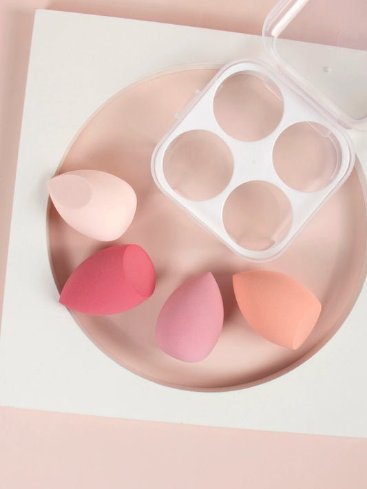 LuxuryGlow 4-Piece Beauty Egg Sponge Set with Storage Case – Seamless Blending Tool