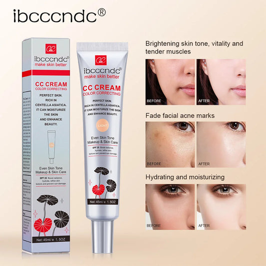 Crema CC correctora de color ibcccndc – Base de maquillaje reparadora y blanqueadora Centella de 45 ml