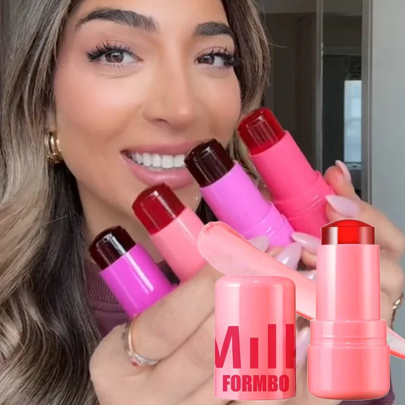 LuxuryGlow 3-in-1 Jelly Lipstick, Blush & Contour Stick – Moisturizing Korean Makeup