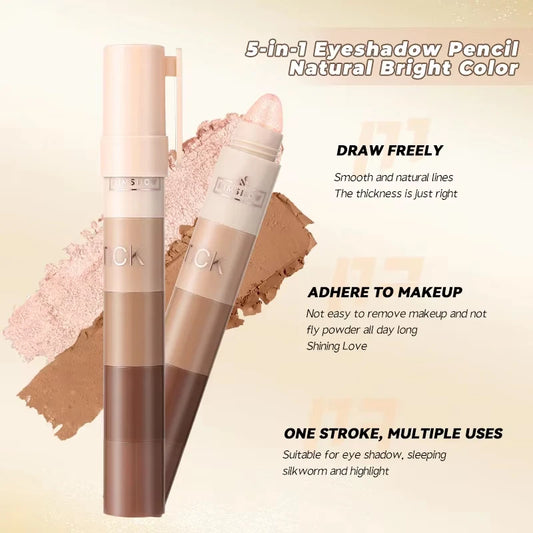 Sombra de ojos en barra LuxuryGlow de 5 colores: mate y perlado, resistente al agua y a las manchas.