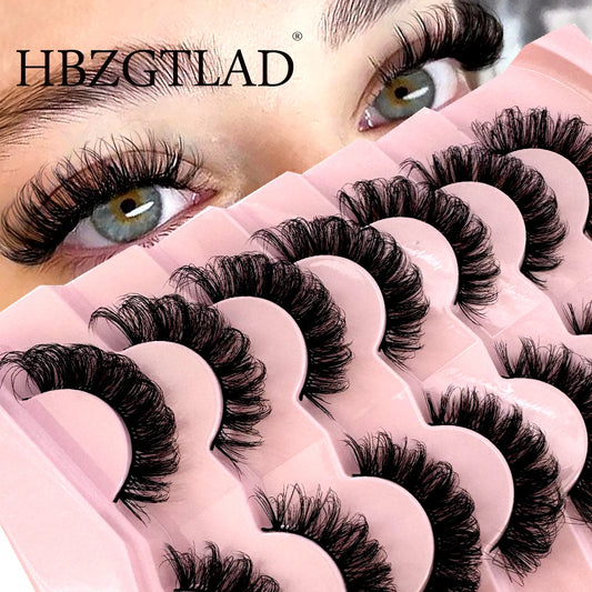 HBZGTLAD 7 Pairs Fluffy Russian 3D Mink Lashes – Natural Crisscross Eyelash Extensions