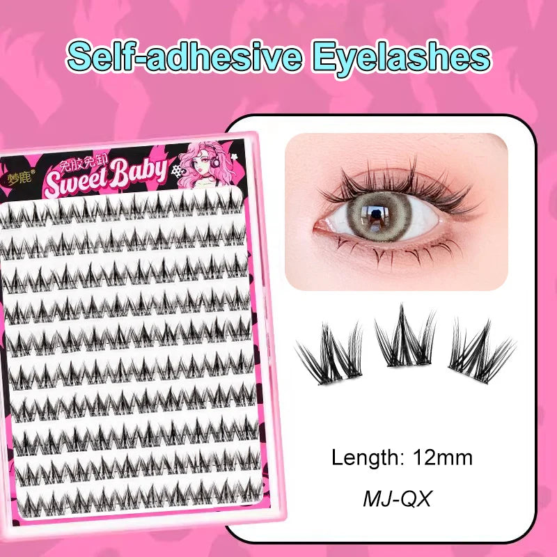 LuxuryGlow Self-Adhesive Eyelash Clusters – No-Glue, Reusable, Natural Look Lashes
