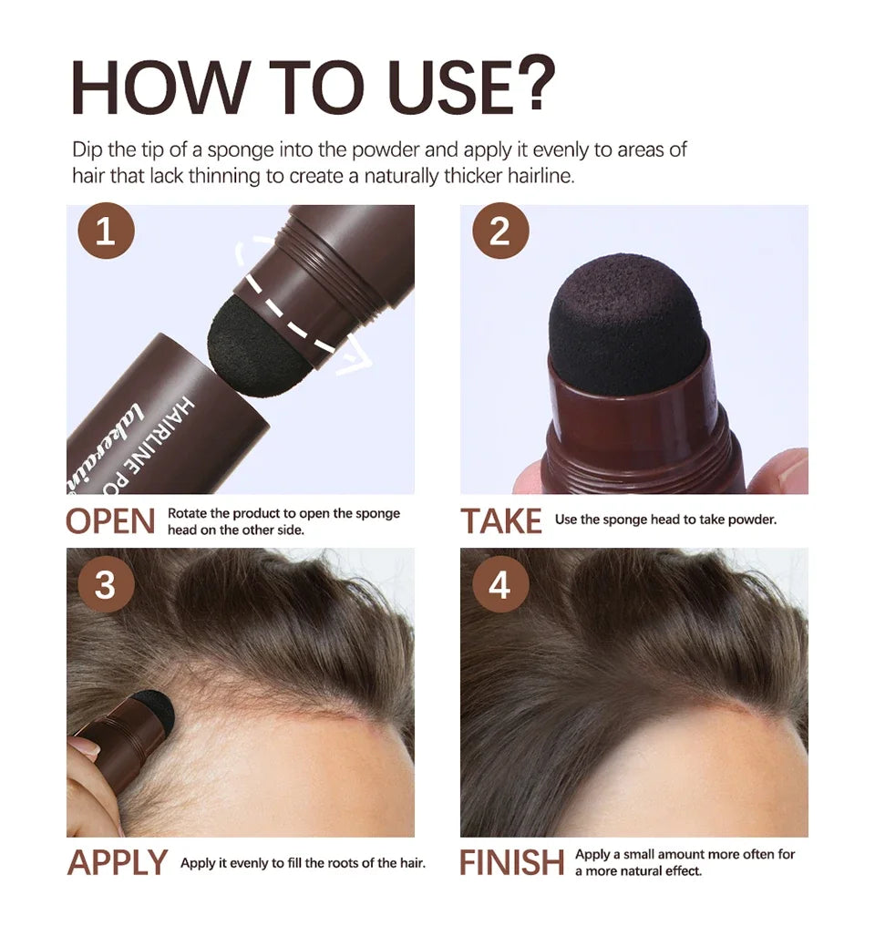 Lápiz corrector de raíces y líneas capilares LuxuryGlow resistente al agua: polvo en barra con cobertura instantánea de canas