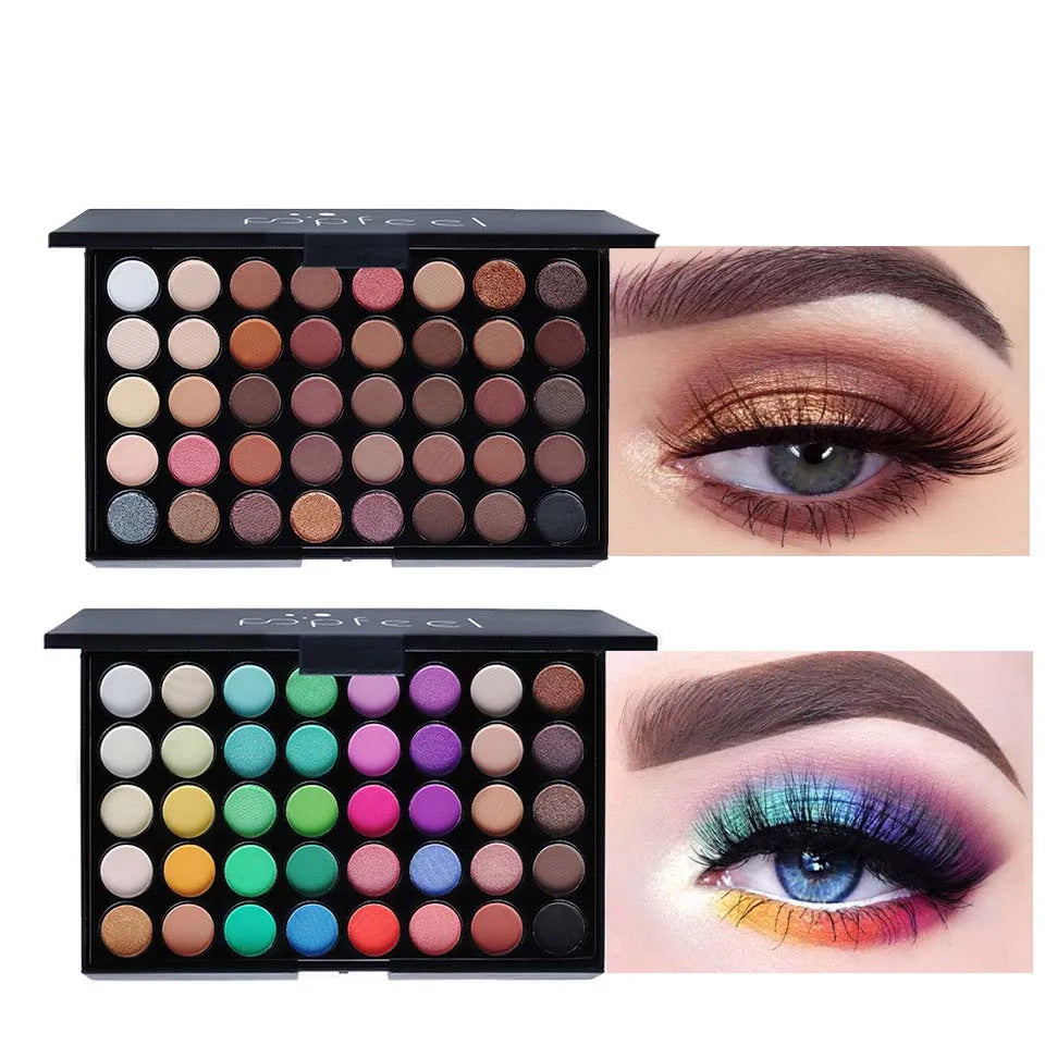 Paleta de sombras de ojos mate perladas de 40 colores LuxuryGlow: kit de maquillaje multicolor de larga duración, resistente al agua y fácil de difuminar.