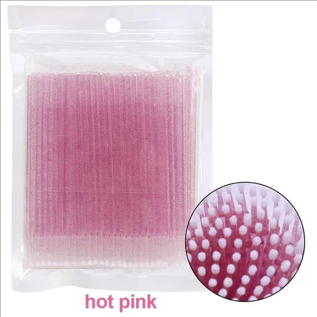 JPNPL MJ 100PCS Microcepillos para Pestañas – Hisopos de Algodón para Limpiar Extensiones de Pestañas