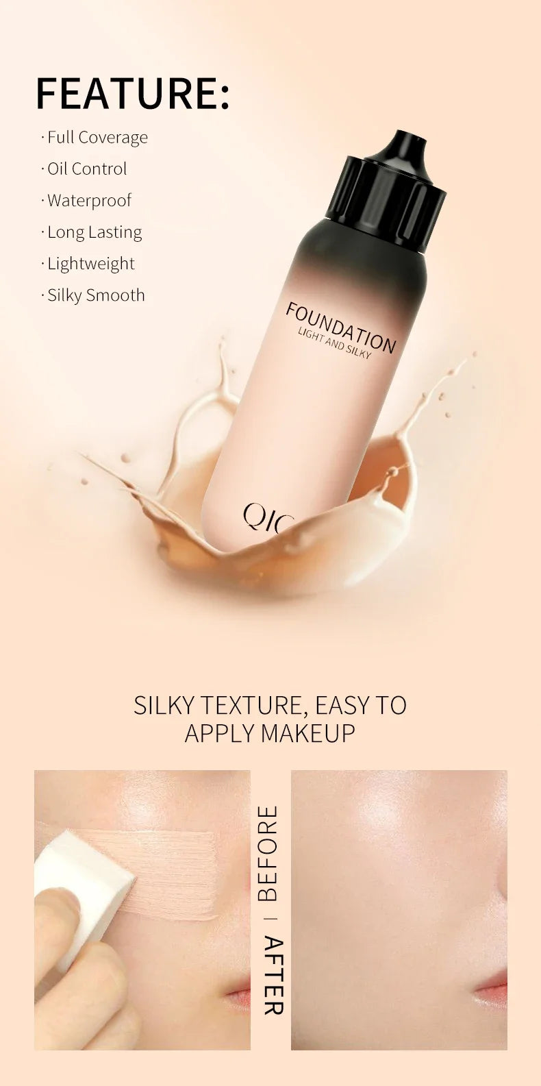 LIDORIA 30ml Waterproof Liquid Foundation – Matte, Oil-Control & Full Coverage