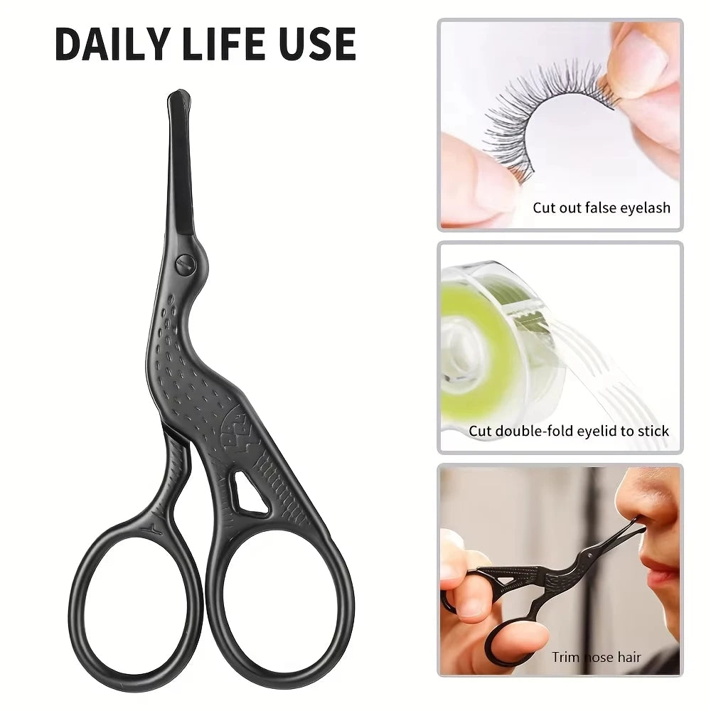 LuxuryGlow Stainless Steel Facial Hair Scissors – Rounded Tip for Nose, Beard & Eyebrow