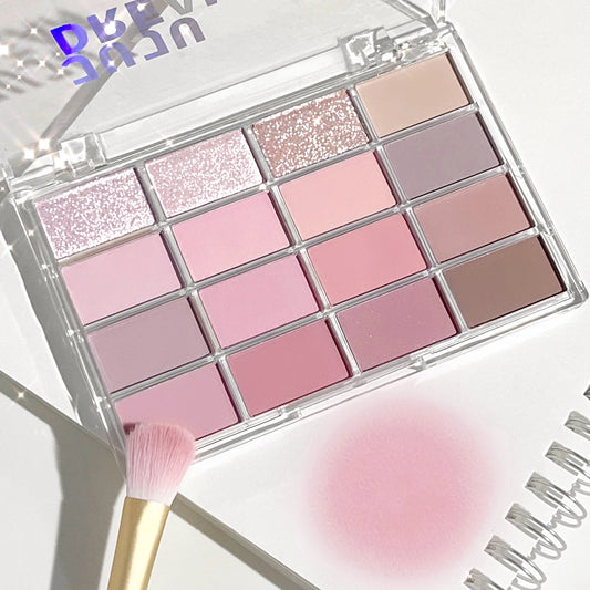 Paleta de sombras de ojos Luxury Glow de 16 colores: tonos tierra mate y brillantes, de larga duración y resistentes al agua.