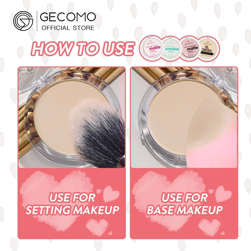 GECOMO 12H Matte Compact Powder – Oil Control & Shine-Free Finish
