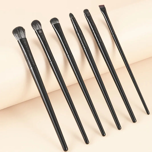 LuxuryGlow 6PCS Natural Eye Makeup Brush Set – Eyeshadow, Eyebrow & Eyeliner Tools