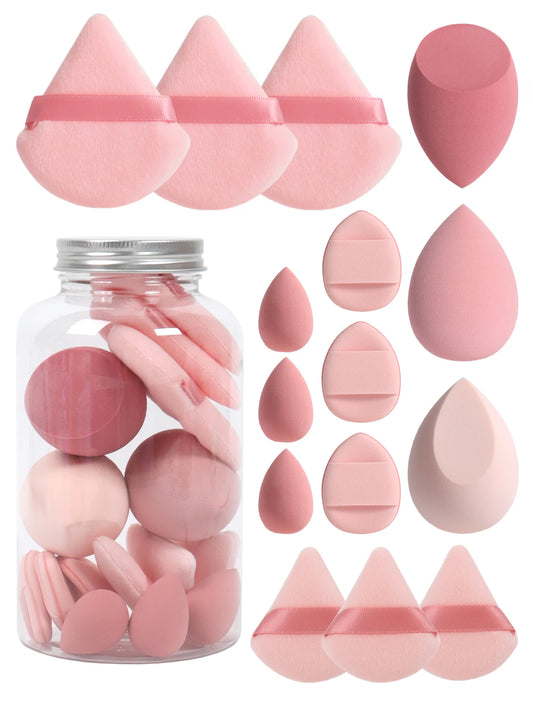 LuxuryGlow All-in-One Makeup Puff Set – 15 Pcs Assorted Beauty Blenders & Powder Puffs