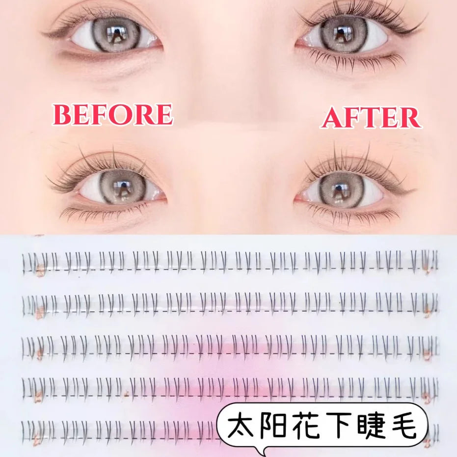 رموش سفلية طبيعية من JPNPL MIAOJIE - 10 صفوف من شرائح المانجا الهوائية أسفل الرموش 5-7 مم