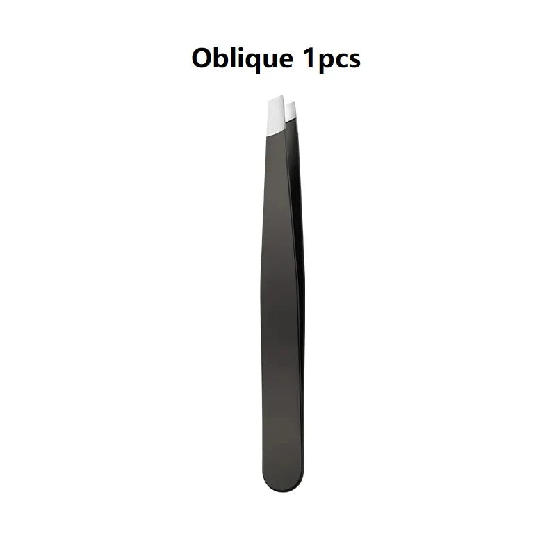 Pinzas para cejas de acero inoxidable de colores LuxuryGlow: depilación de precisión con punta inclinada