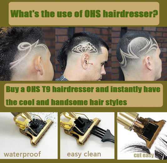 OHS Dragon T9 Vintage Cordless Hair Trimmer for Men – Pro Electric Shaver