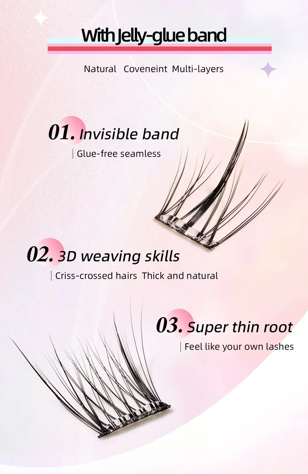 Yelix Fairy Glue-Free Reusable False Eyelashes – Easy DIY Segmented Lashes for Natural Look