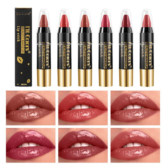 LuxuryGLOW Fit Colors Velvet Lip Crayon Set – 6 Shades, Waterproof & Hydrating