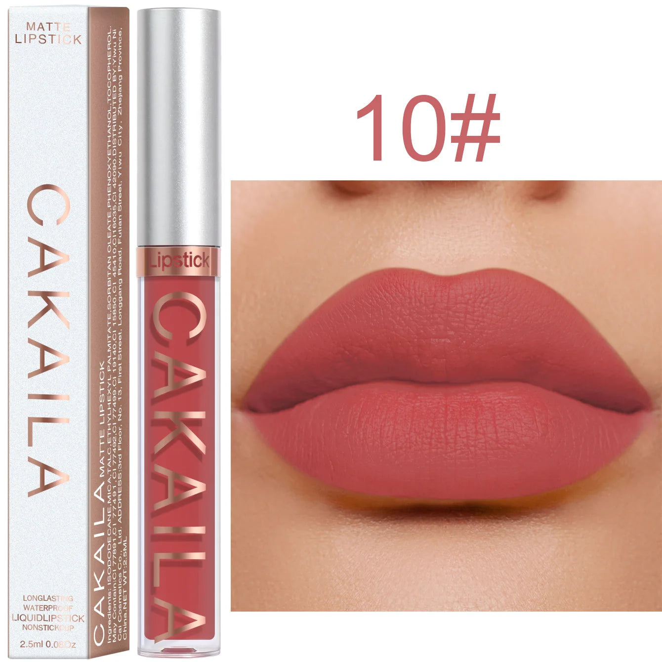 CAKAILA Waterproof Lipstick — Nude, Brown & Matte Red | 24-Hour Long-Lasting
