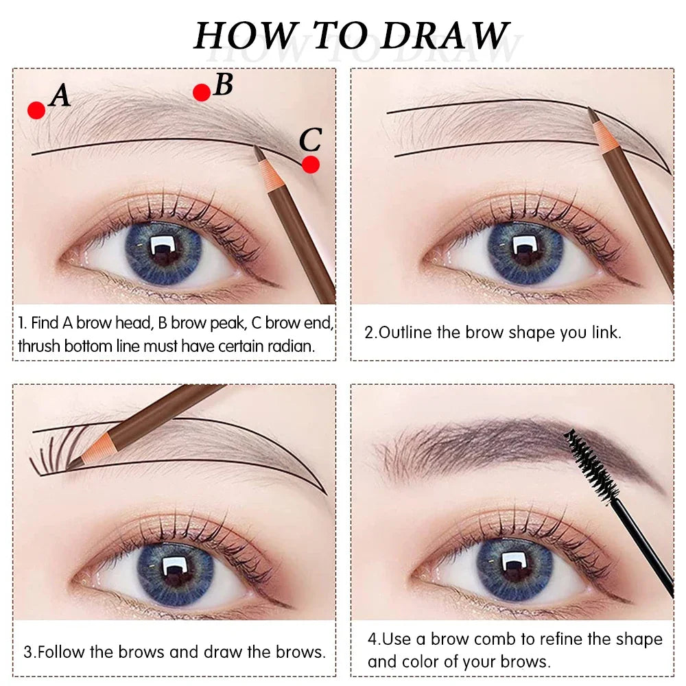 LuxuryGlow 5pcs Professional Microblading Eyebrow Pencil Set — Waterproof & Long-Lasting