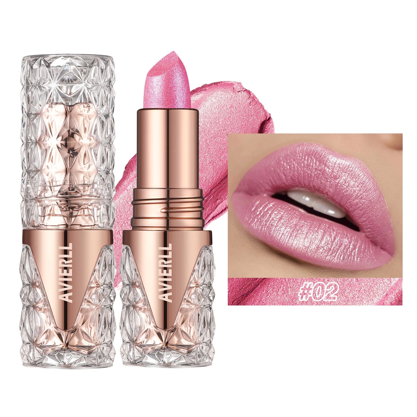 Lápiz labial perlado brillante 3 en 1 LuxuryGlow: mate, con brillo y resistente al agua
