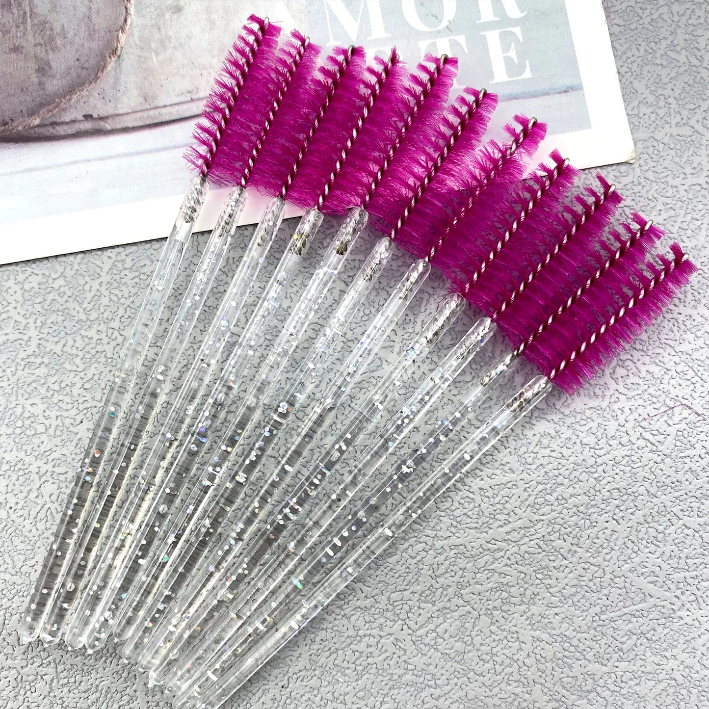 ZANSE 50PCS Eyelash Brush Wands – Crystal Diamond Handle Mascara Applicator Set