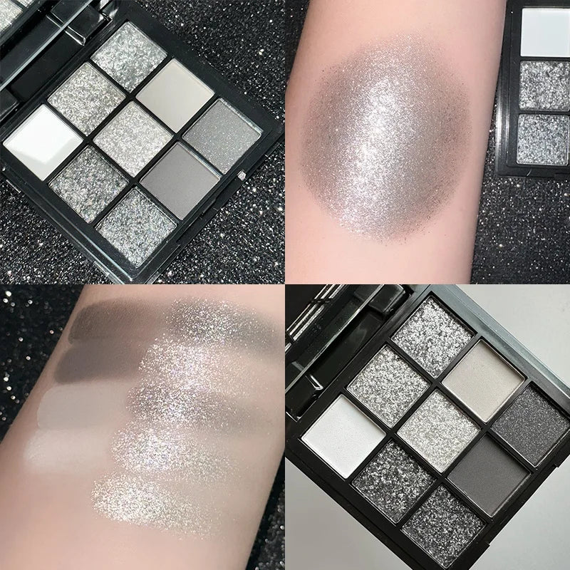 لوحة ظلال العيون LuxuryGlow بـ 9 ألوان - غير لامعة، لامعة، لامعة، درجات اللون الأحمر والبنفسجي