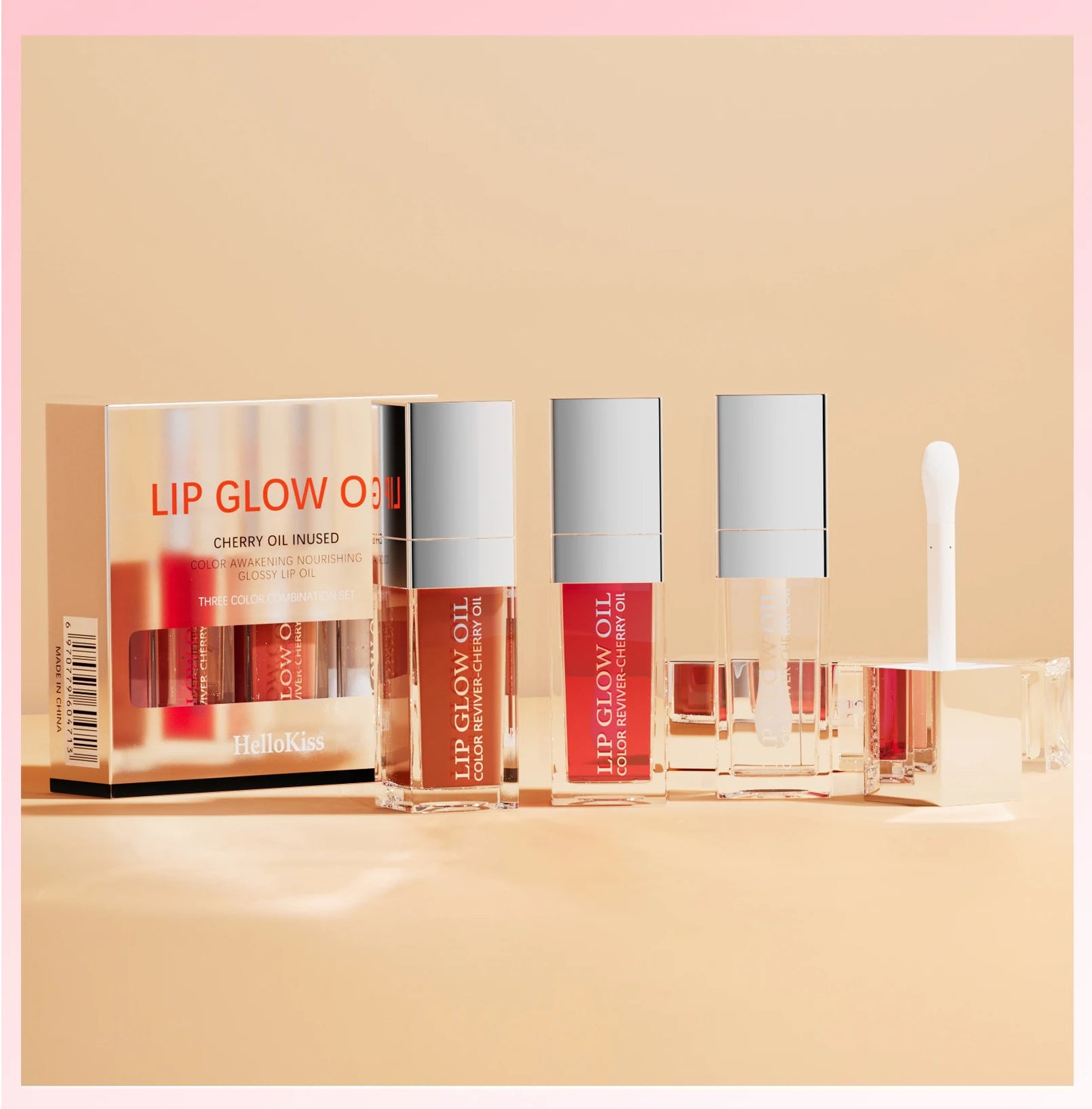 Hello Kiss Crystal Jelly Lip Oil Set – Tinted, Hydrating & Plumping Lip Gloss Combo