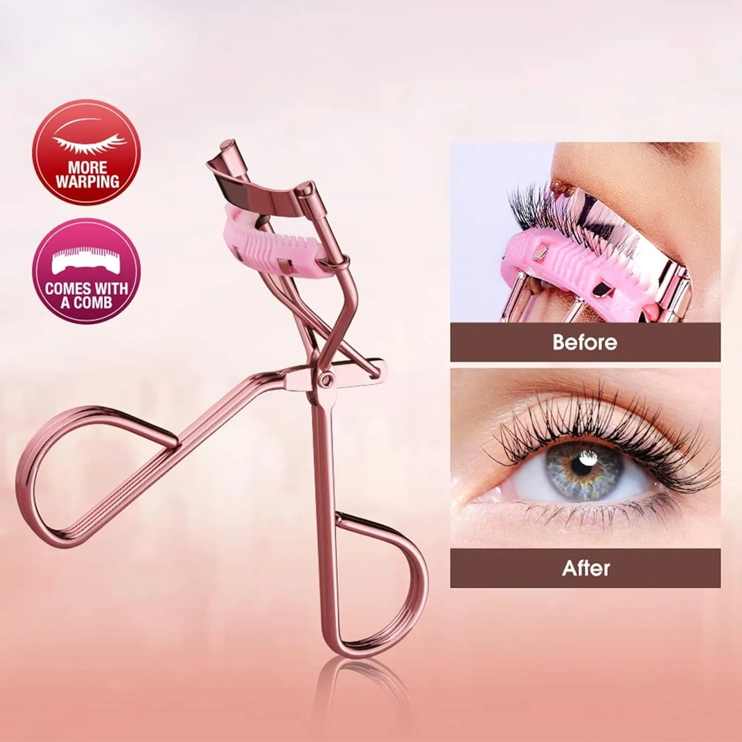 LuxuryGlow Professional Rose Gold Eyelash Curler – Quick Styling Lash Tool for Women