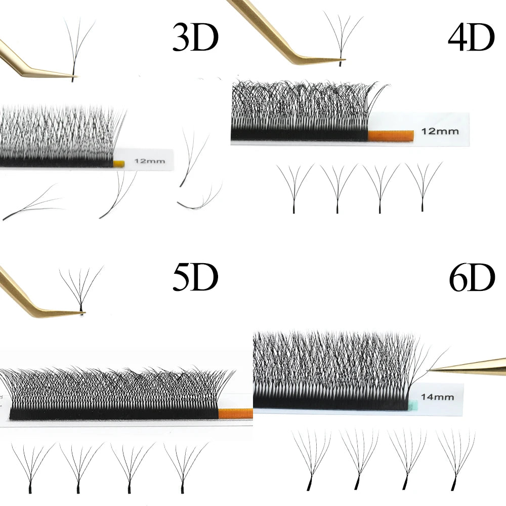 NAGARAKU W Shape مراوح الرموش المصنوعة مسبقًا - 3D / 4D / 5D / 6D Auto Bloom