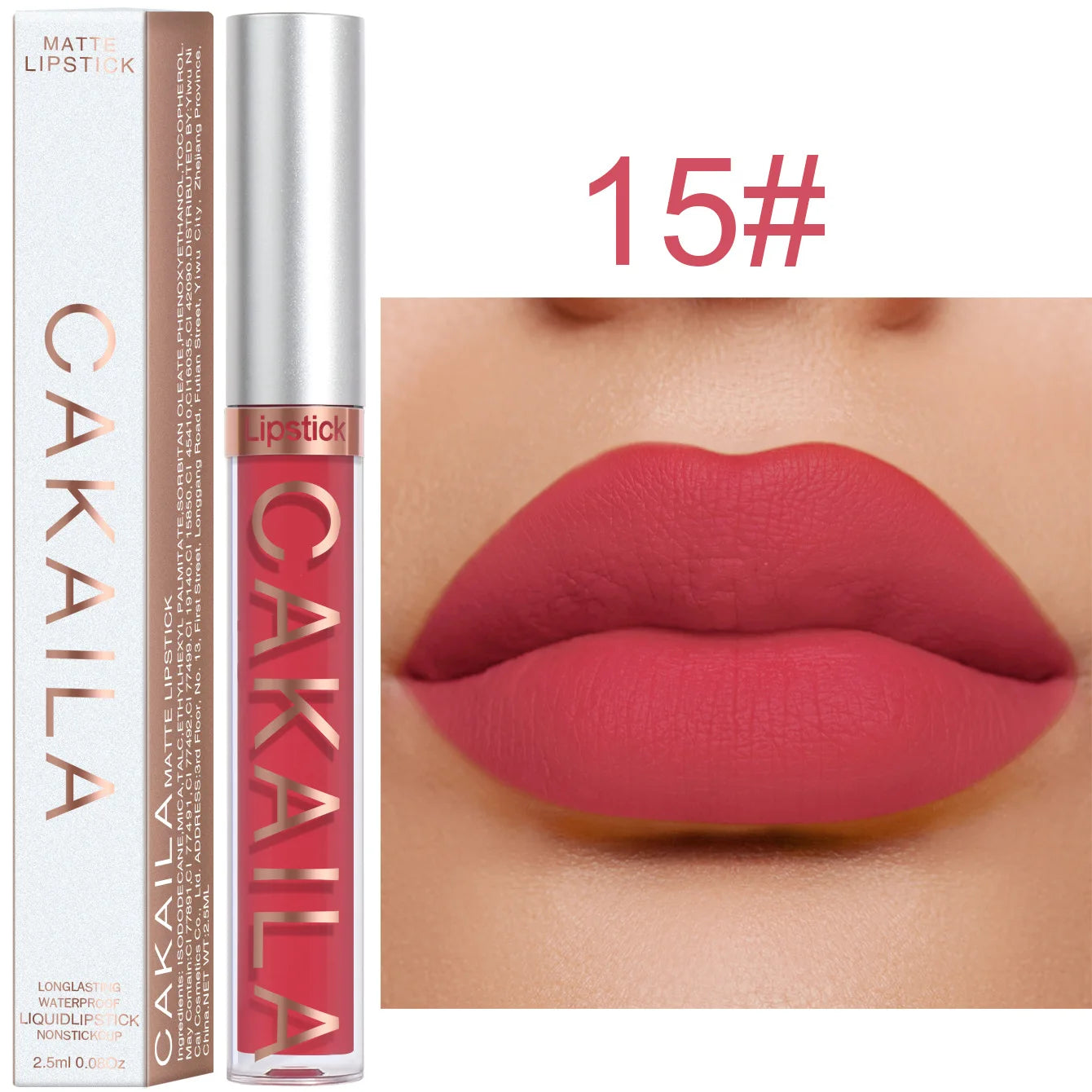 CAKAILA Waterproof Lipstick — Nude, Brown & Matte Red | 24-Hour Long-Lasting