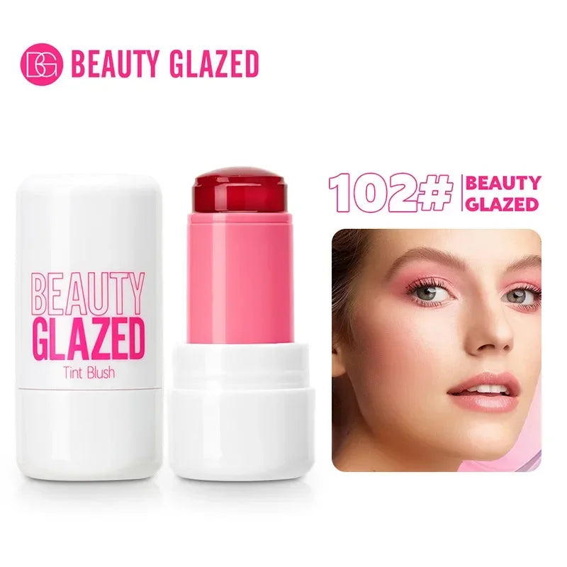 LuxuryGlow 3-in-1 Jelly Lipstick, Blush & Contour Stick – Moisturizing Korean Makeup