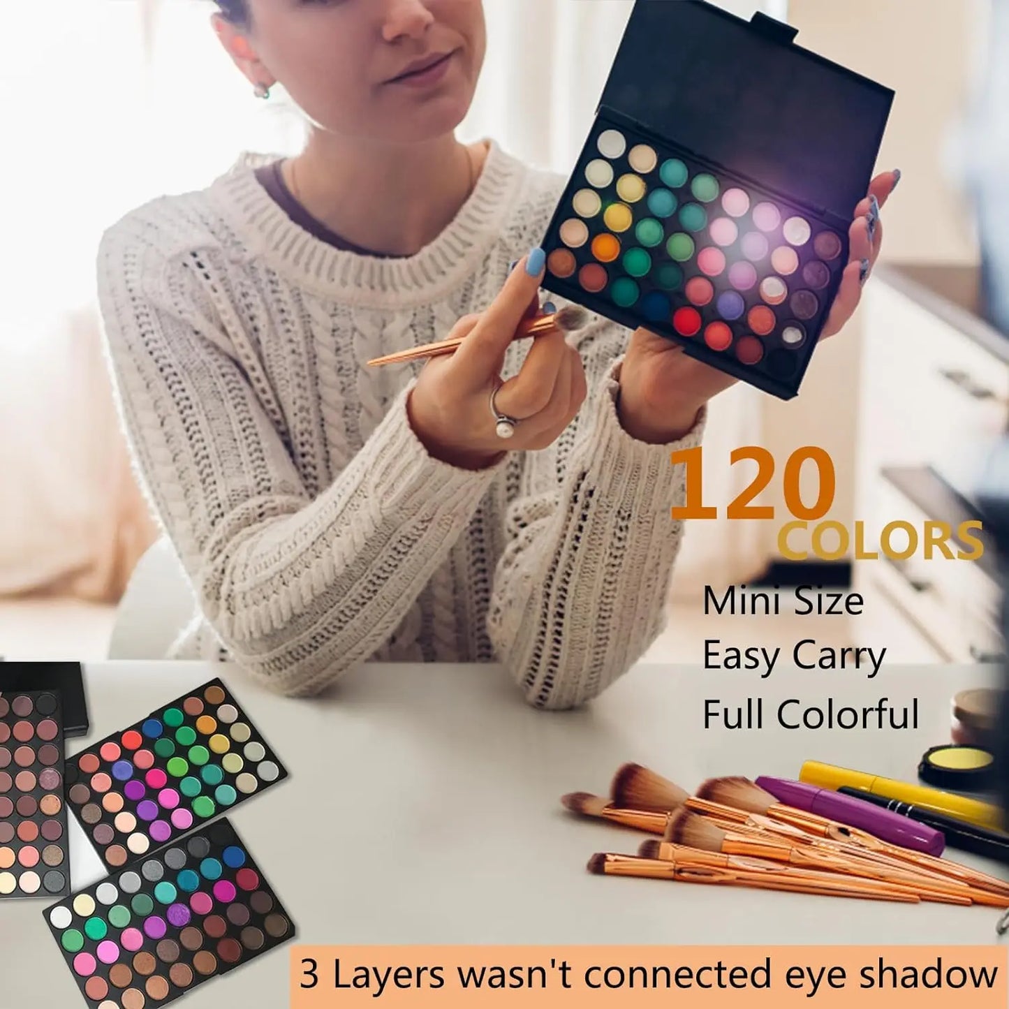 VERONNI 120-Color Eyeshadow Palette – Matte, Shimmer & Glitter Long-Lasting Makeup