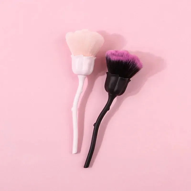 RUZOFO Black Rose Shaped Loose Powder Makeup Brush – Soft Face & Nail Dust Tool