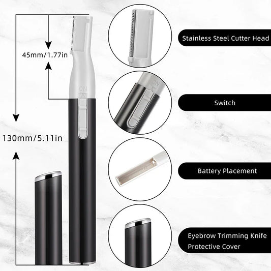 SEIZON Electric Eyebrow Trimmer | Mini Facial Hair Remover for Women & Body Grooming