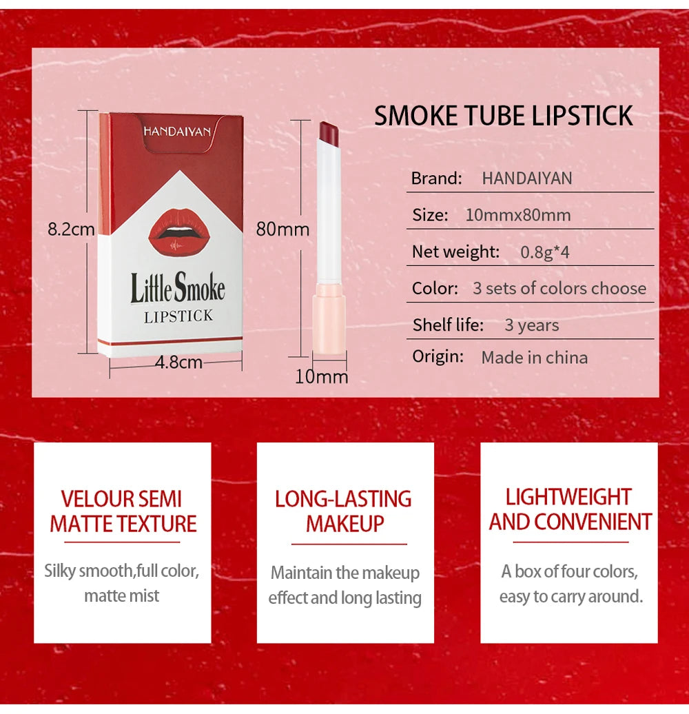 Set de labiales mate Handaiyan | 4 mini labiales de terciopelo que no se decoloran