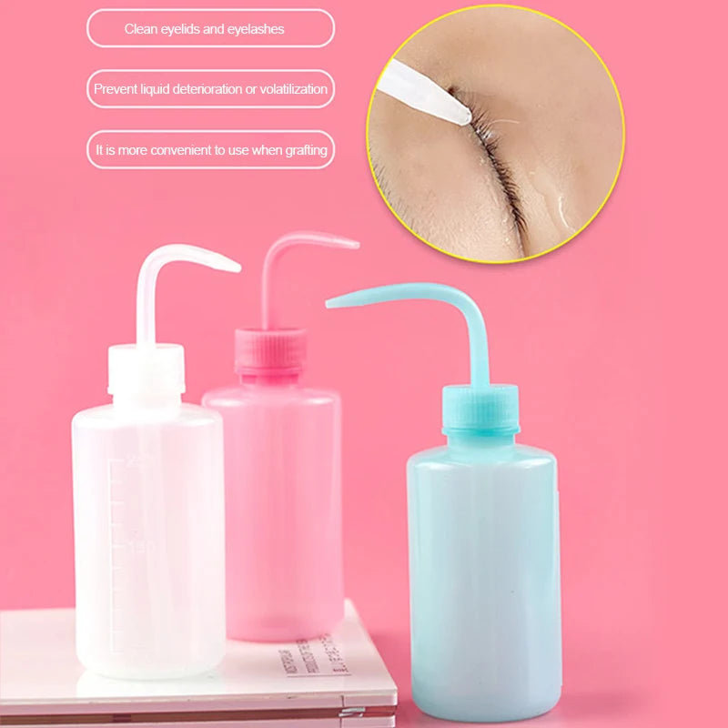 YASHICORAL 250/500ml Eyelash Cleaning Bottle – Curved Spout Lash & Brow Rinse Tool