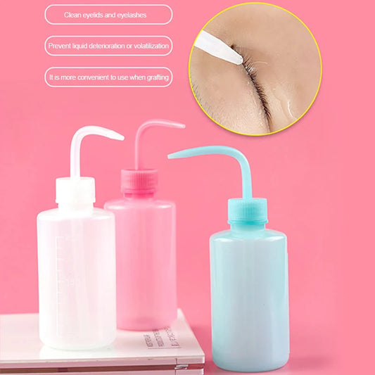 Botella limpiadora de pestañas YASHICORAL de 250/500 ml con boquilla curva para enjuagar pestañas y cejas