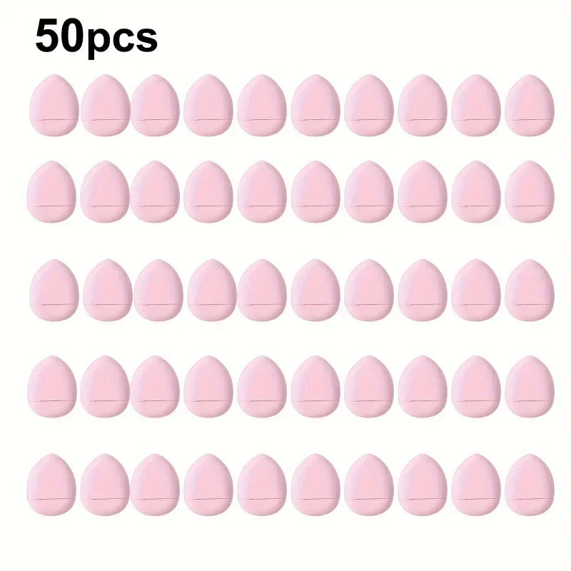 LuxuryGlow - 50 mini esponjas para los dedos, aplicadores de almohadilla rosas para base y corrector