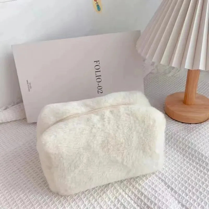 LuxuryGlow Soft Plush Makeup Bag – Stylish, Spacious & Travel-Friendly Cosmetic Organizer