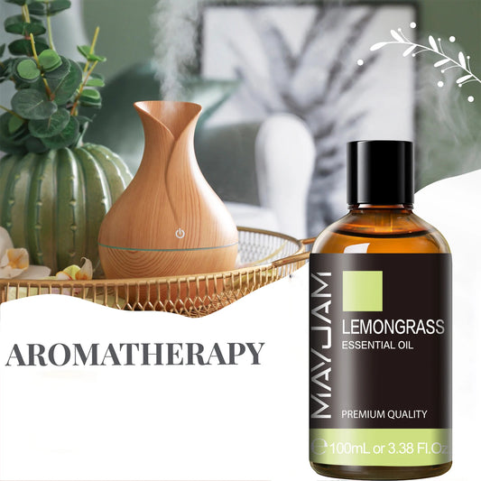 MAYJAM Pure Essential Oil – 100ML Aromatherapy Oil for Diffusers & Humidifiers (Lavender, Mint, Rose, Vanilla, Bergamot)
