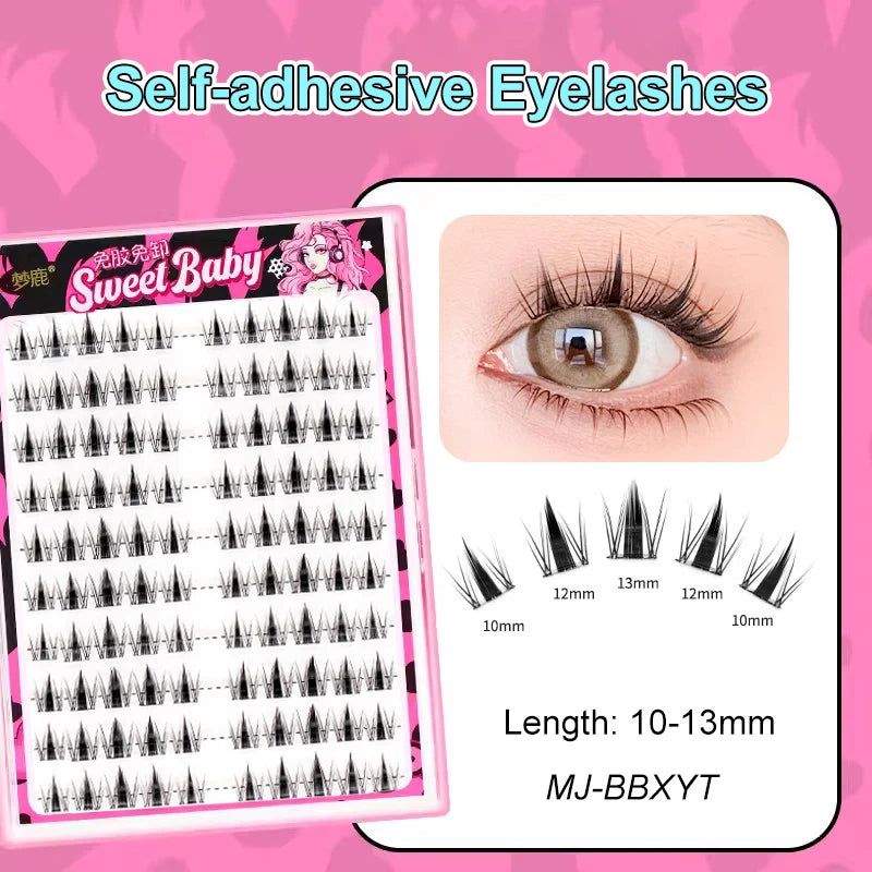 LuxuryGlow Self-Adhesive Eyelash Clusters – No-Glue, Reusable, Natural Look Lashes
